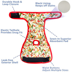 Leekalos washable dog-diapers with Velcro-closure for secure fit and easy adjustments