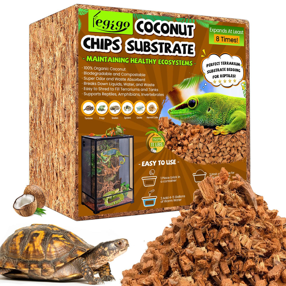 Legigo coconut chip substrate compressed brick ready to expand for terrarium bedding.