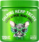 LEGITPET calming hemp treats packaging for easy at-home relaxation routines during stress events
