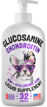 LEGITPET liquid glucosamine bottle with bacon flavor supports joint comfort during activity
