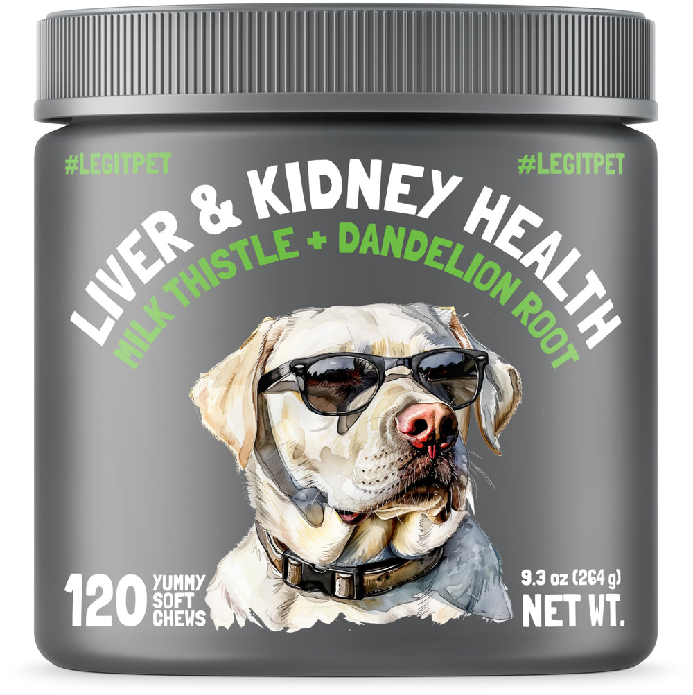 LEGITPET liver-kidney soft chews bottle shows convenient daily liver and kidney wellness support