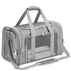 LEHNI soft-sided pet carrier front view—sturdy, breathable travel for pets up to 25 lbs.