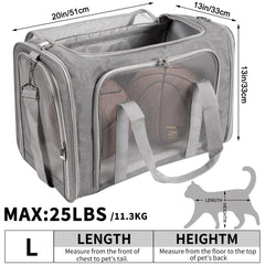 LEHNI soft-sided carrier open mesh—great airflow and visibility for anxious pets.
