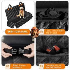LEHNI dog car seat cover with headrest straps stays in place during travel