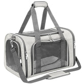 LEHNI soft-sided pet carrier beige outer view shows sturdy frame for travel