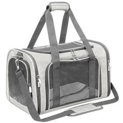 LEHNI soft-sided pet carrier beige outer view shows sturdy frame for travel