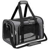 LEHNI soft-sided pet carrier front view offers quick access for interactions.