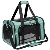 LEHNI soft-sided pet carrier turquoise fits under airplane seats for convenient travel