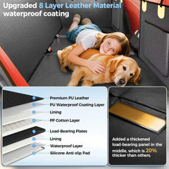 LeHuski waterproof PU leather seat cover blocks spills and fur.
