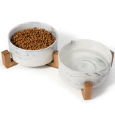 Leiyiida dog bowls wood stand front view for stable feeding