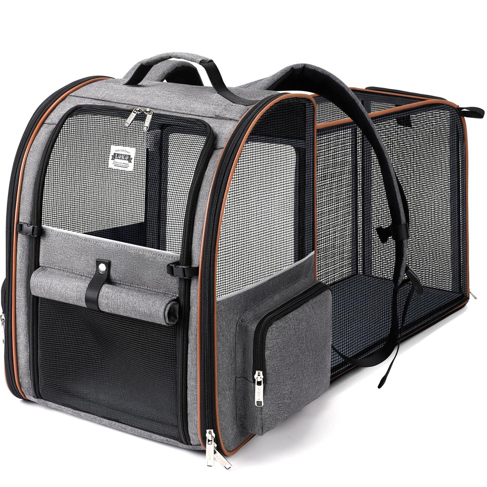 Lekebobor large cat backpack expandable main view with breathable mesh interior
