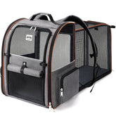 Lekebobor large cat backpack expandable main view with breathable mesh interior