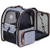 Lekebobor large striped cat backpack outer view showing travel-ready durability.