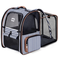 Lekebobor large striped cat backpack outer view showing travel-ready durability.