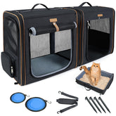 Lekereise 2-in-1 cat travel carrier with litter box setup for stress-free trips.