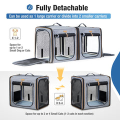 Lekereise 2-in-1 cat travel carrier side view highlighting locking zippers