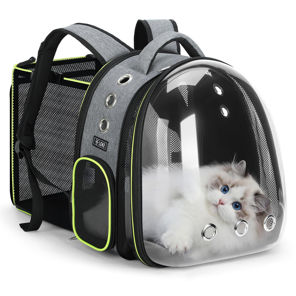 Lekereise Cat Bubble Backpack front view shows sun-friendly bubble window for outdoor travel