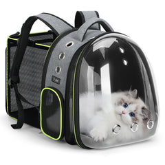 Lekereise Cat Bubble Backpack front view shows sun-friendly bubble window for outdoor travel