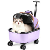 Lekereise cat carrier wheels purple front view for stylish cafe visits with your cat.