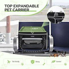 Lekereise expandable space carrier provides room for pets to stand and stretch during flights.