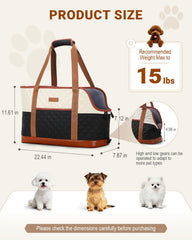 Lekereise soft PU leather material offering a durable, waterproof pet carrier.