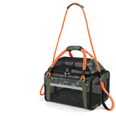 Lekereise top expandable dog carrier underseat view showing compact travel footprint.