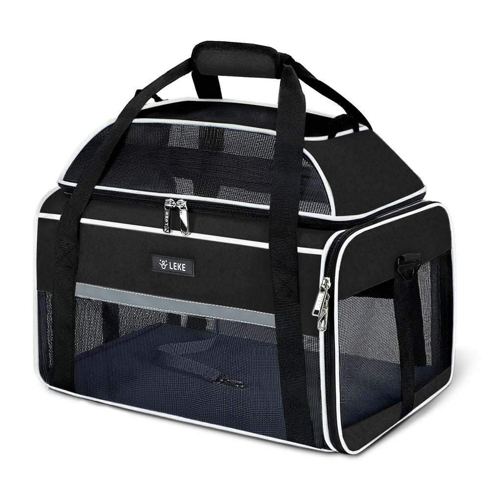 Lekereise top-expandable pet carrier underseat outer view shows airline-ready design