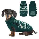 LeLePet dachshund sweater front view highlighting snug turtleneck warmth.