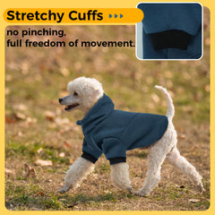 LeLePet dog hoodie stretchy cuffs stay in place for full range of motion.