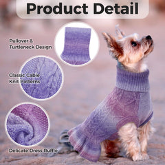 LeLePet dog sweater closeup highlights soft acrylic fabric and cable knit texture.