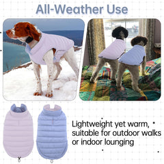 LeLePet puffer coat reversible color-side showcases two stylish options