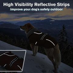 Lelepet Warm Dog Coat brown adjustable buckle ensures quick on-off and secure fit.