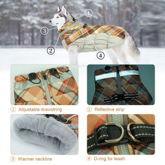 LeLePet warm dog winter coat back zipper design for snag-free fur during outdoor adventures.