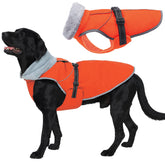 LeLePet Warm Dog Winter Coat front view with plush collar for added warmth.