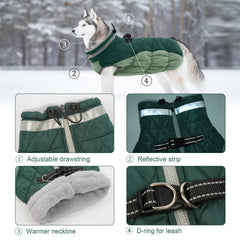 Lelepet warm coat with harness built-in enables safe, hands-free walks