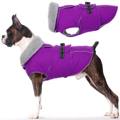 Lelepet Warm Dog Winter Coat waterproof keeps large dogs dry during walks.