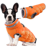 LeLePet warm waterproof dog coat front view for cold weather and visibility.