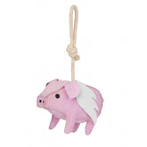 LeMieux flying pig horse toy with suede outer boosts stall play and keeps bored horses engaged.