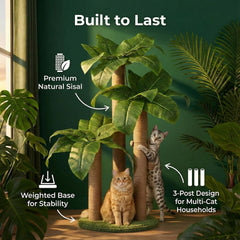 LEMONDA cat scratching tree with three posts for varied scratching heights