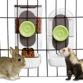 Lemtrflo hanging automatic food dispenser saves space in small cages for tidy feeding.