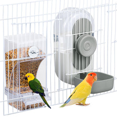 Lemtrflo no mess bird feeder and water dispenser mounted on cage for tidy feeding