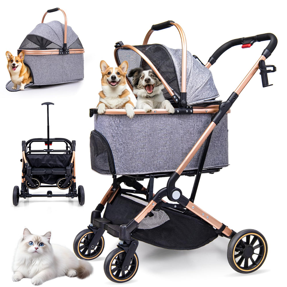 LENSEMUS dog stroller frame highlights durable carbon steel for durable outdoor use.