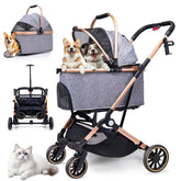 LENSEMUS dog stroller frame highlights durable carbon steel for durable outdoor use.