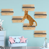 Lenwen cat wall steps six-pack view showing six shelves for climbing and play