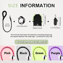 LEOSASA No Tangle 3 Dog Leash detachable splitters demonstrate flexible configurations for two or three dogs.