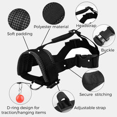 Lepark travel-ready muzzle shown for safe car trips with dogs.