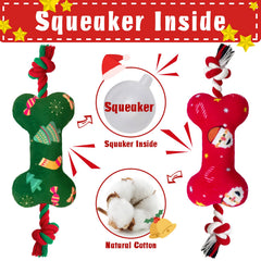 Lepawit 2-pack Christmas dog toys demonstrates versatile squeaky play for dogs.