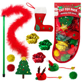 Lepawit Cat Christmas Stocking with festive toys for indoor cats, easing boredom