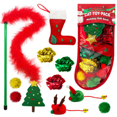 Lepawit Cat Christmas Stocking with festive toys for indoor cats, easing boredom
