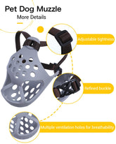LERIKA short-snout muzzle with adjustable nylon strap for secure, escape-proof fit.